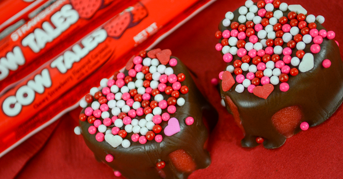 Valentine's Day Recipe: Candy Strawberry Hearts Dipped in Chocolate - Strawberry Cow Tales®